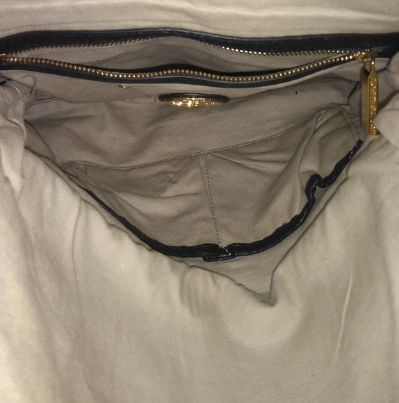 Tory Burch Black Pebbled Leather Foldable Bag